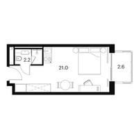 Планировка студии(апартаменты) площадью 25.8 квадратных метров в “ЖК Аквилон Signal (Аквилон Сигнал)”