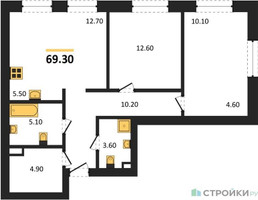 Планировка двухкомнатной(квартира) площадью 69.3 квадратных метров в “Жилые кварталы Белый Град”