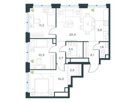 Планировка 4+ комнатной(квартира) площадью 75.1 квадратных метров в “ЖК Level Звенигородская”