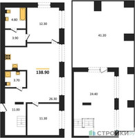 Планировка двухкомнатной(квартира) площадью 138.9 квадратных метров в “ЖК Квартал Метроном”