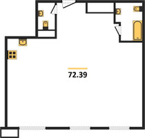 Планировка двухкомнатной(квартира) площадью 72.4 квадратных метров в “ЖК Dream Towers (Дрим Тауэрс)”
