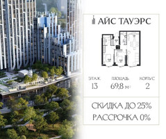 Планировка двухкомнатной(квартира) площадью 69.8 квадратных метров в “ЖК Айс Тауэрс”