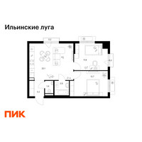 Планировка двухкомнатной(квартира) площадью 54.6 квадратных метров в “ЖК Ильинские луга”