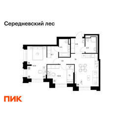 Планировка двухкомнатной(квартира) площадью 63.9 квадратных метров в ЖК “ЖК Середневский лес”