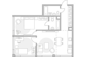 Планировка трехкомнатной(квартира) площадью 65.66 квадратных метров в “ЖК Мневники от Гранель”
