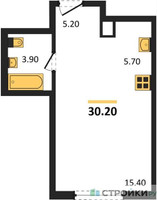 Планировка студии(квартира) площадью 30 квадратных метров в “Жилой район Alia (Алиа)”