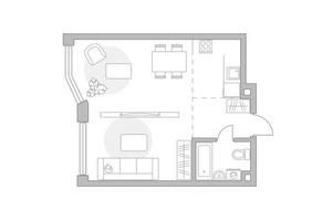 Планировка однокомнатной(квартира) площадью 42.31 квадратных метров в “ЖК Мневники от Гранель”