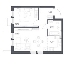 Планировка однокомнатной(квартира) площадью 40.12 квадратных метров в “ЖК Большое Путилково”