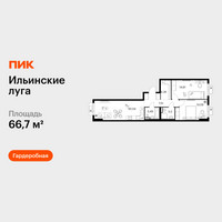 Планировка двухкомнатной(квартира) площадью 66.7 квадратных метров в “ЖК Ильинские луга”