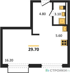 Планировка студии(квартира) площадью 29.7 квадратных метров в ЖК “ЖК Равновесие”