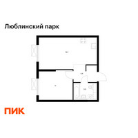 Планировка однокомнатной(квартира) площадью 38.7 квадратных метров в “ЖК Люблинский парк”