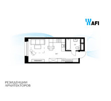 Планировка студии(апартаменты) площадью 28.6 квадратных метров в “ЖК Резиденции Архитекторов”