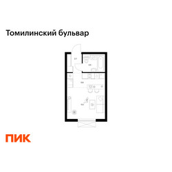 Планировка студии(квартира) площадью 23.9 квадратных метров в ЖК “ЖК Томилинский бульвар”