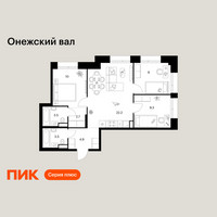 Планировка трехкомнатной(квартира) площадью 65.1 квадратных метров в “ЖК Онежский вал”