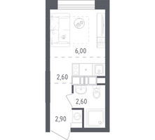 Планировка студии(квартира) площадью 14.1 квадратных метров в “ЖК Ольховый Квартал”