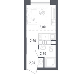 Планировка студии(квартира) площадью 14.1 квадратных метров в ЖК “ЖК Ольховый Квартал”