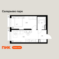 Планировка однокомнатной(квартира) площадью 34.2 квадратных метров в “ЖК Саларьево парк”