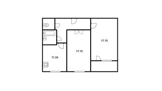 Планировка двухкомнатной(квартира) площадью 61 квадратных метров в “ЖК Новоокский”