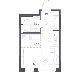 Планировка студии(квартира) площадью 22.29 квадратных метров в ЖК “ЖК Богдановский Лес”