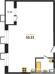 Планировка двухкомнатной(квартира) площадью 53 квадратных метров в ЖК “Жилые кварталы Новое Пушкино”