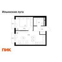 Планировка однокомнатной(квартира) площадью 34.78 квадратных метров в “ЖК Ильинские луга”