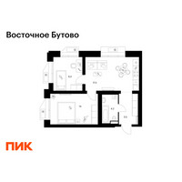 Планировка двухкомнатной(квартира) площадью 50.3 квадратных метров в “ЖК Восточное Бутово”