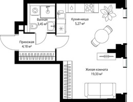 Планировка однокомнатной(квартира) площадью 32.23 квадратных метров в “Мультиквартал СИТИДЗЕН”