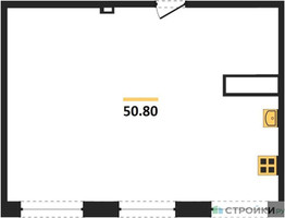 Планировка двухкомнатной(квартира) площадью 50.2 квадратных метров в “ЖК Легендарный квартал на Ботаническом саду”
