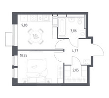 Планировка однокомнатной(квартира) площадью 31.83 квадратных метров в “ЖК Большое Путилково”