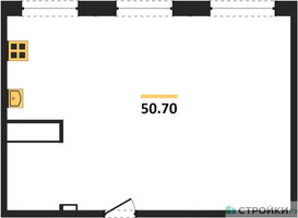 Планировка двухкомнатной(квартира) площадью 50.7 квадратных метров в “ЖК Легендарный квартал на Ботаническом саду”