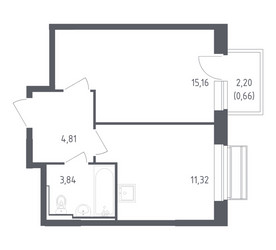 Планировка однокомнатной(квартира) площадью 35.79 квадратных метров в ЖК “ЖК Рублевский Квартал”