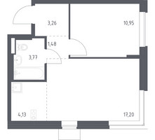 Планировка однокомнатной(квартира) площадью 40.79 квадратных метров в “ЖК Подольские кварталы”