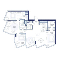 Планировка трехкомнатной(квартира) площадью 129.1 квадратных метров в “ЖК ХАЙДАУТ”