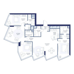 Планировка трехкомнатной(квартира) площадью 129.1 квадратных метров в ЖК “ЖК ХАЙДАУТ”