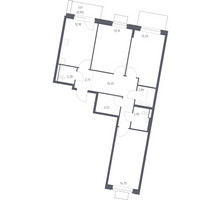 Планировка трехкомнатной(квартира) площадью 78.95 квадратных метров в “ЖК Квартал Западный”
