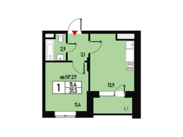 Планировка однокомнатной(квартира) площадью 31 квадратных метров в “ЖК Борисоглебское”