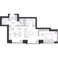 Планировка двухкомнатной(квартира) площадью 60.1 квадратных метров в “ЖК Hide (Хайд)”