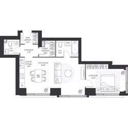 Планировка двухкомнатной(квартира) площадью 60.1 квадратных метров в ЖК “ЖК Hide (Хайд)”