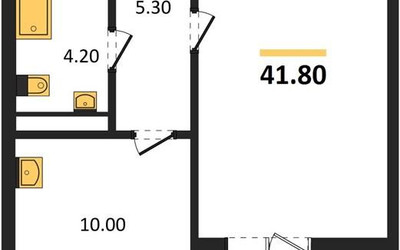 Планировка однокомнатной(квартира) площадью 42.5 квадратных метров в ЖК “ЖК Три квартала”