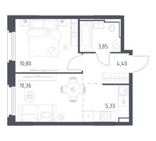 Планировка однокомнатной(квартира) площадью 34.74 квадратных метров в “ЖК Квартал Строгино”