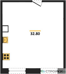 Планировка однокомнатной(апартаменты) площадью 32.8 квадратных метров в ЖК “ЖК Легендарный квартал на Ботаническом саду”