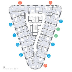 Планировка трехкомнатной(квартира) площадью 64.1 квадратных метров в ЖК “ЖК Родина Переделкино”