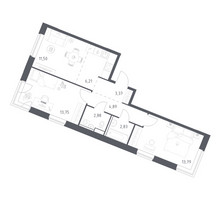 Планировка двухкомнатной(квартира) площадью 59.22 квадратных метров в “ЖК Квартал Западный”