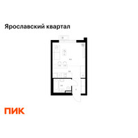 Планировка студии(квартира) площадью 23.8 квадратных метров в “Ярославский квартал”
