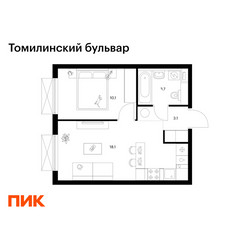 Планировка однокомнатной(квартира) площадью 35 квадратных метров в ЖК “ЖК Томилинский бульвар”