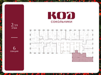 Планировка двухкомнатной(квартира) площадью 76.5 квадратных метров в ЖК “ЖК КОД Сокольники”