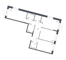 Планировка трехкомнатной(квартира) площадью 78.44 квадратных метров в “ЖК Молжаниново”