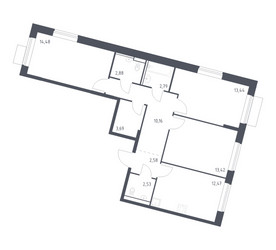 Планировка трехкомнатной(квартира) площадью 78.44 квадратных метров в ЖК “ЖК Молжаниново”