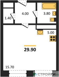 Планировка студии(квартира) площадью 29.9 квадратных метров в ЖК “ЖК Пушкино Град”