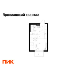 Планировка студии(квартира) площадью 24.4 квадратных метров в ЖК “Ярославский квартал”
